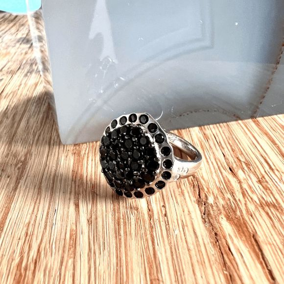 #009 Heirloom Elegant 2.20 ct Black Diamond Cocktail Ring Size 8